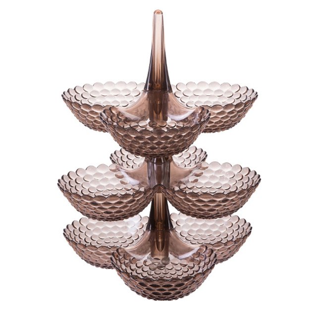 CAROOTU European-Style Fruit Tray Storage 3-Compartment Plastic Multi-Layer Stacked Fruit Tray Candy Dried