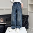 thumbnail image 4 of Purcolt Girls' Wide Leg Jeans Trendy Sparkly Elasitc Waisted Baggy Denim Pants Y2K Vintage Loose Fit Pants Streetwear Trousers with Pockets for 4-15 Years, 4 of 8