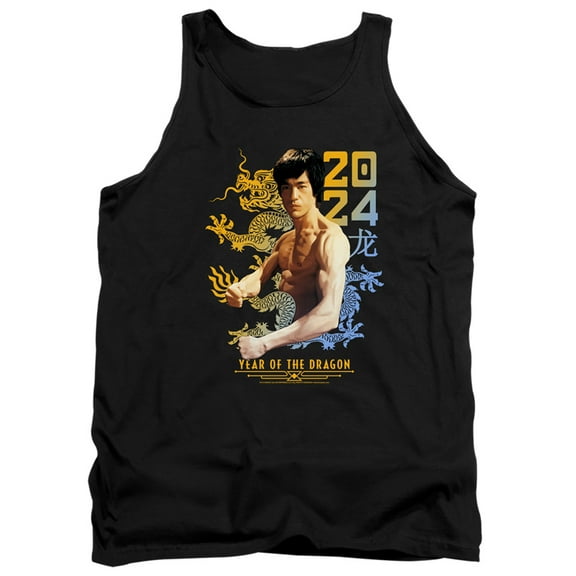 Bruce Lee Two Tone Year of the Dragon Unisex Adult Tank Top ,Black, Medium