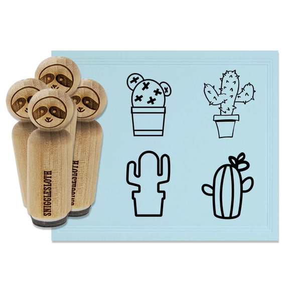 Cactus Cacti Prickly Succulent in Pot Flower Rubber Stamp Set for Scrapbooking Crafting Stamping - Mini 1/2 Inch