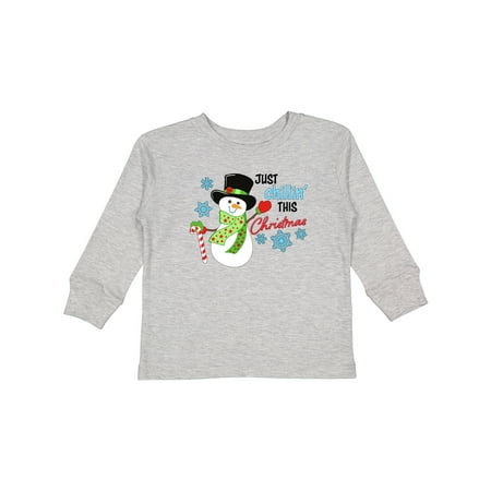 

Inktastic Just Chillin This Christmas Fun Snowman in Top Hat Gift Toddler Boy or Toddler Girl Long Sleeve T-Shirt