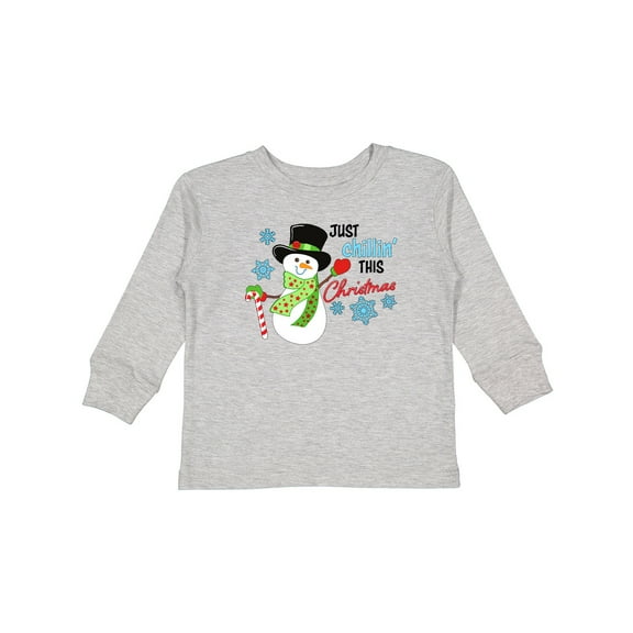 Inktastic Just Chillin' This Christmas Fun Snowman in Top Hat Boys or Girls Long Sleeve Toddler T-Shirt