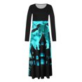 thumbnail image 3 of Long Sleeve Dress,3/4 Sleeve Dress for Women,Womens Fashion Printed Long Sleeve Round-Neck Pullover Patchwork Dress,Dress for Women Casual,Dress with Sleeves, 3 of 5
