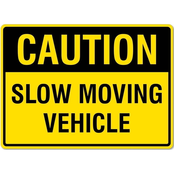 8 x 12 in Metal Tin Sign - Caution Slow Moving Vehicle Sign 12 X 8 Inches Reflective Aluminum Metal Warning Signage With Symbol For Indoor Outdoor Use
