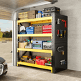 thumbnail image 5 of Welfiya Garage Shelving,Heavy Duty Storage Rack,4 Tiers Metal Storage Rack Shelf, Adjustable Shelving Unit for Garage,Kitchen,Warehouse,Basement (Black-Yellow, 47.2" W x 23.6" D x 78.7" H), 5 of 10