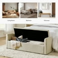 thumbnail image 3 of Tina's Home 59" Storage Bench Upholstered Bed End Foot Stool 2 Throw Pillows Bedroom Entryway Living Room Beige, 3 of 8