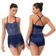 thumbnail image 5 of YiZYiF Womens Shiny Jazz Latin Dance Leotard Tassel Bodysuit Stage Shows Dancing Party Dress Navy Blue XXL, 5 of 6