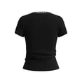 thumbnail image 5 of ClodeEU Women's Square Neck Henley Button Short Sleeve T-Shirt,Slim Fit Solid Color Casual Summer Top Black,Women's Plus S, 5 of 6