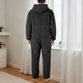 thumbnail image 5 of Men's Hooded Onesie Pajamas Lightweight Fuzzy Fleece Zip Up Jumpsuit Long Sleeve One Piece Pjs Romper Warm Loungewear with Pocket, 5 of 6