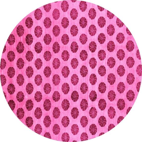 Ahgly Company Indoor Round Abstract Pink Modern Area Rugs, 4' Round