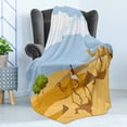 thumbnail image 4 of Oasis Soft Flannel Fleece Throw Blanket, Woman in Traditional Clothes Riding a Camel in the Desert Traits Activities, Cozy Plush for Indoor and Outdoor Use, 50" x 60", Multicolor, by Ambesonne, 4 of 5