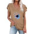 thumbnail image 1 of Blusa informal con estampado de manga corta y cuello en V de verano para mujer con estilo OAVQHLG3B Store  lin121212, 1 of 4