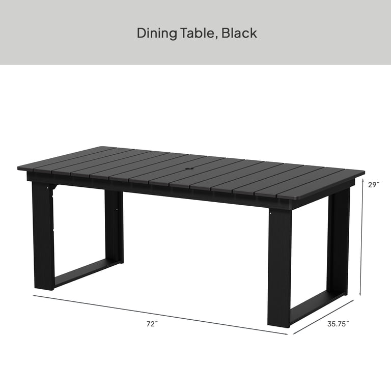 Better Homes & Gardens Ezra Outdoor HDPE Dining Table, Black