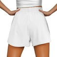 thumbnail image 6 of Audhol Running Shorts for Women, Women's Athletic Shorts High Waisted Running Solid Shorts with Zip Pocket Side Split Short Gym Elastic Workout Pants Womens Shorts White XL, 6 of 8