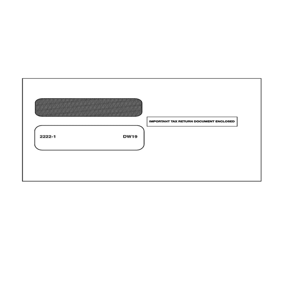 1099 Double Window Gum Seal Envelope for 3-UP Forms, 100/Pk