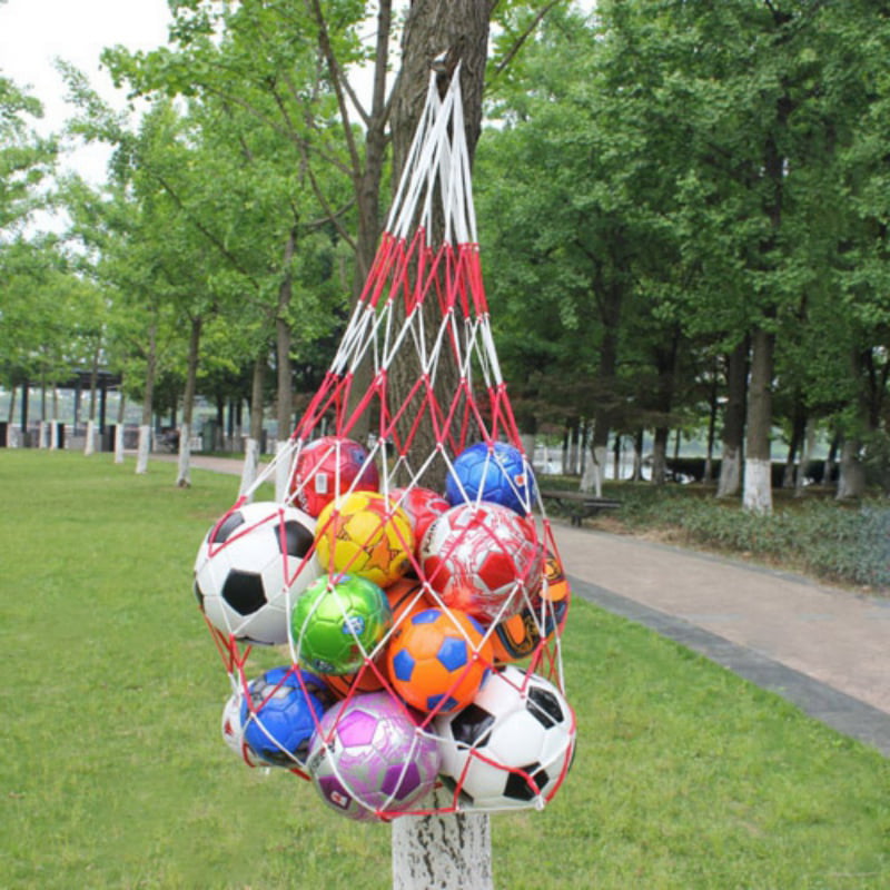 10 Balls Carry Mesh Net Bag-Holds Sport Basketball Football Storage Tool 