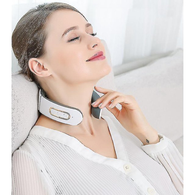 Masajeador de columna cervical de cuatro cabezales, protector de cuello y cuello de amasado multifuncional???¿Blanco??‰ LingWen 9024715510761