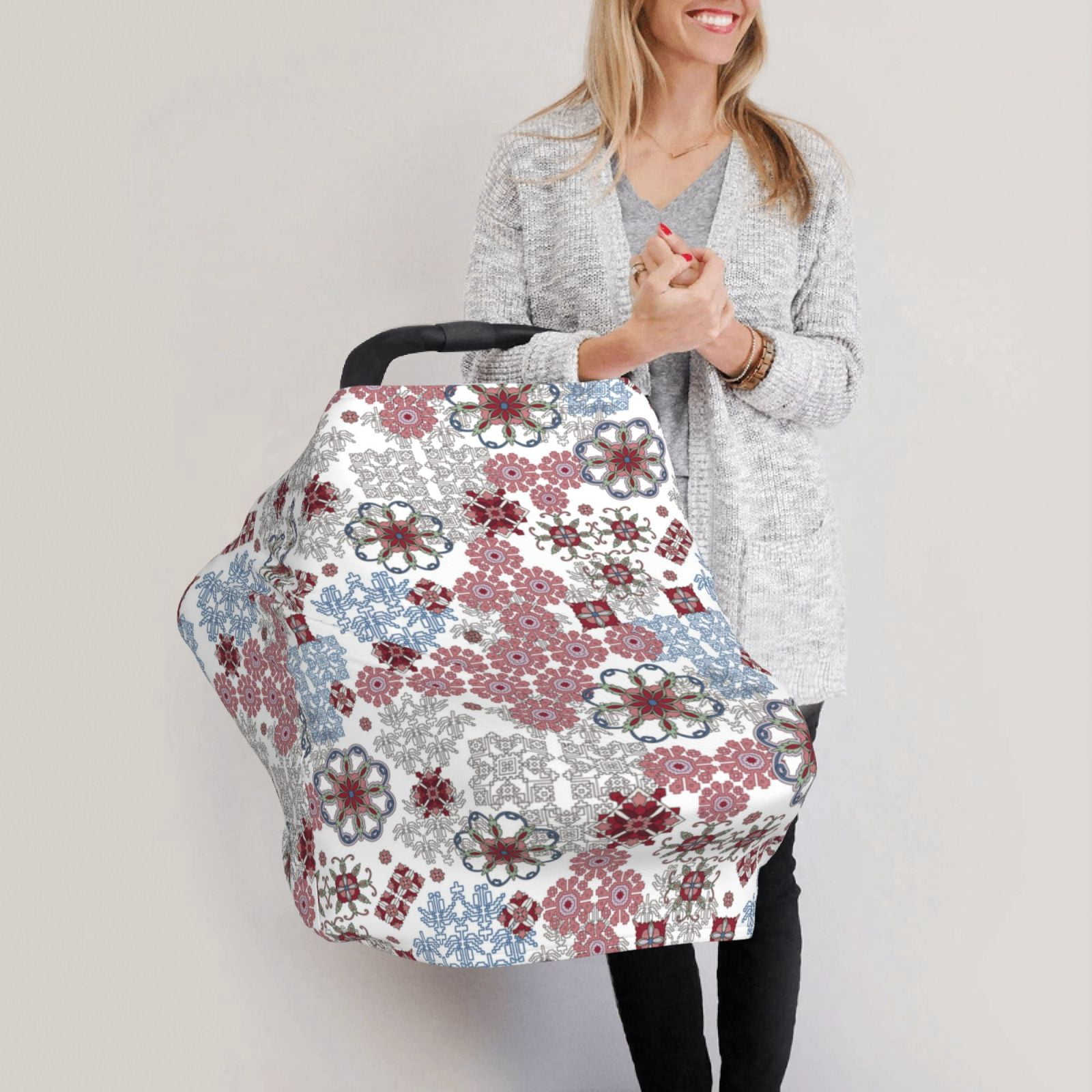 Fotbe Abstract Floral Pattern Car Seat Covers for Babies, Nursing Breastfeeding Cover Carseat Canopy, Soft Stretchy Carrier Cover