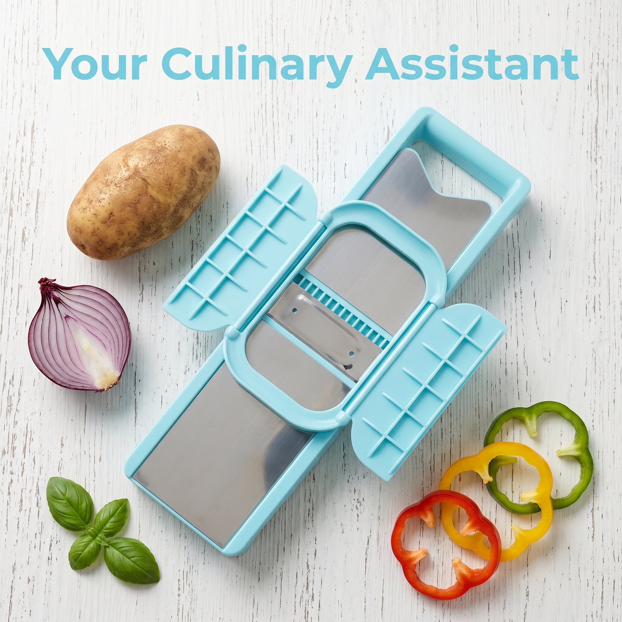 Unique Bargains Stainless Steel Mandoline Slicer with Safety Guard 2 in 1(C) 14.8"x3.9"