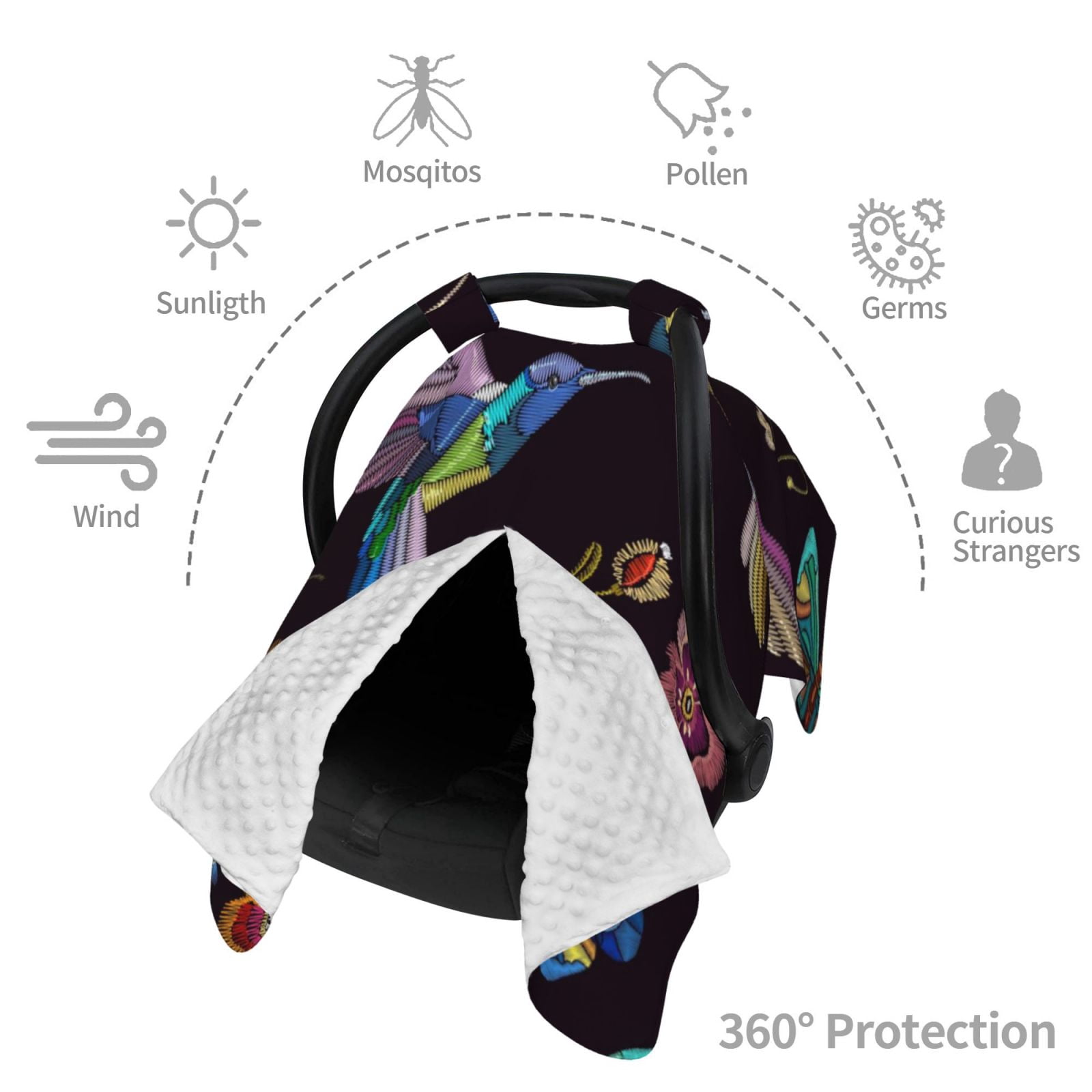 Naloa Humming Bird Baby Car Seat Cover, Breathable Baby Carrier Cover, Multiuse Baby Carrier Cover & Nursing Breastfeeding Cover