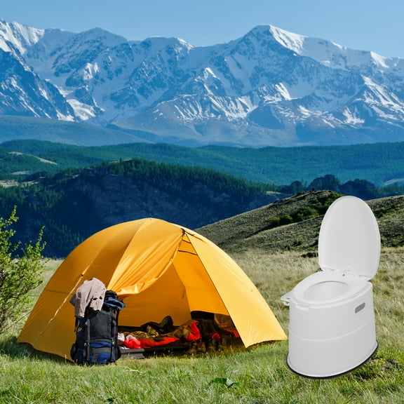SamyoHome Camping Toilet with Detachable Bucket and Toilet Paper Holder White