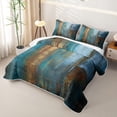thumbnail image 3 of Castle Fairy Abstract Watercolor Artwork Twin Quilt Set 2 Pieces,Vintage Aesthetics Twin Coverlet Set,Teal Rust Navy,1 Bedspread and 1 Pillowcase, 3 of 7