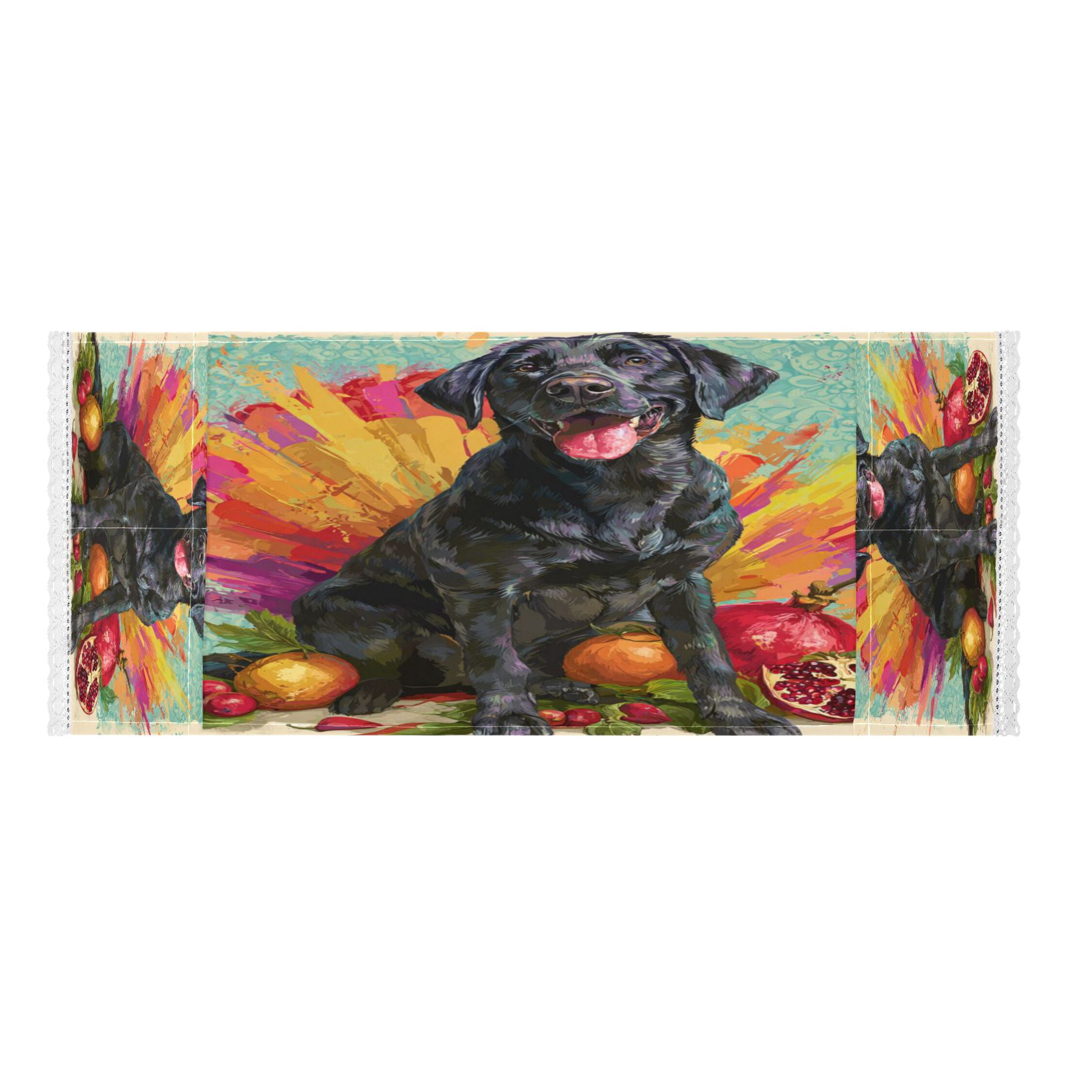 Washing Machine Cover 51.2x22in, Durable Polyester Dust Cover with Lace Trim and Side Pocket for Appliances Black Labrador