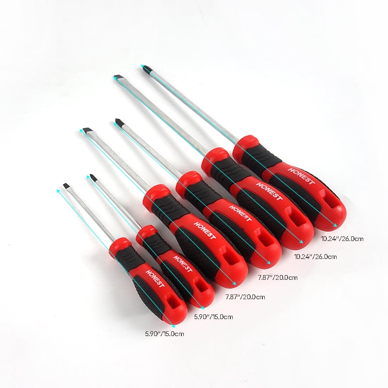 Screwdriver Set 6PCS, CR-V Steel Phillips and Slotted Screwdrivers with Non Slip Grip for Household Repair and DIY Tasks