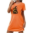 thumbnail image 4 of Meichang Halloween Dress for Women Nightgowns Pumpkin Print Sleepwear Sleep Shirt Crew Neck Short Sleeve Nightshirt Print Mini Sleepdress, 4 of 4