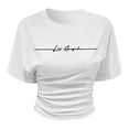 thumbnail image 2 of Kids Shirt Short Sleeve Crew Neck Ruched Shirt for Girls Basic Plain Kids Girl Clothes 3-4 Years, 2 of 4