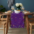 thumbnail image 2 of Violet Birthday Table Runner - 60 Inch Long, Kitchen Dining Table Runner Dresser Scarves, Colorful Confetti Ribbons Polka Dots Classroom Farmhouse Decor for Coffee Tables Wedding Party Banquet, 2 of 7
