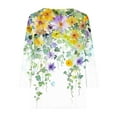 thumbnail image 5 of HOMBOM Women Shirts 3/4 Sleeve Notch Neck Fall Pullover Fashion Graphic Flowers Top, 5 of 6