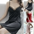 thumbnail image 1 of Women Sleeping Robe Sleeveless Bow-knot Decor Smooth Surface See-through Solid Color Spaghetti Strap Soft Deep V Neck Backless Lady Pajamas with Pad for Night, 1 of 7