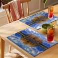 thumbnail image 4 of Blue Mountain Placemats Set of 4 Modern Art Yellow Forest Lake Place Mats Indoor Wipeable Table Mats Washable Cloth Dining Table Placemats for Kitchen Holiday Party Home Decor 13x19 Inch, 4 of 9