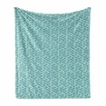 thumbnail image 1 of Leafy Soft Flannel Fleece Throw Blanket, Continuous Monochromatic Botanical Pattern with Leaves, Cozy Plush for Indoor and Outdoor Use, 60" x 80", Seafoam Petrol Blue, by Ambesonne, 1 of 5