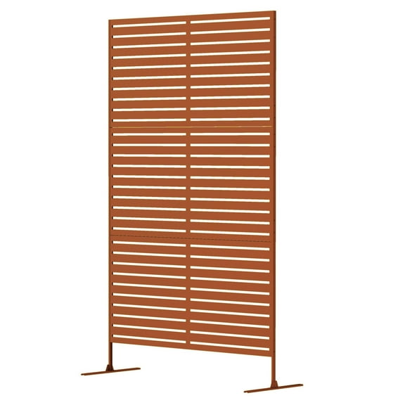 Metal Privacy Screen Outdoor, 78" H x 48" W Trellis Panel, Decorative Garden Fence Divider, Brown Steel Patio Screen for Yard, Deck, Patio
