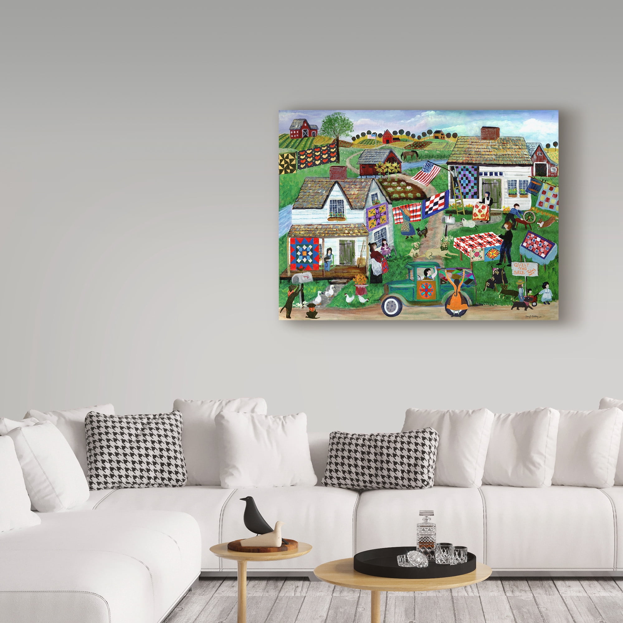 Trademark Fine Art 'Country Folk Art Quilt Tag Sale' Canvas Art by Cheryl Bartley