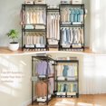 thumbnail image 3 of Coat Racks Heavy Duty Garment Rack, Freestanding Closet Organizer, Portable Wardrobe Clothes Rack, Adjustable Wire Shelving Clothes Rack with 8 Adjustable Wire Shelves and 5 Clothes Rails, Black (Wit, 3 of 12
