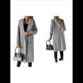 thumbnail image 3 of Abrigo de Lana para Mujer, Gabardina Cruzada, Ropa de Otoño e Invierno. Gris M, 3 of 7