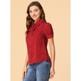 thumbnail image 4 of Blusa De Gasa Con Cuello Peter Pan Y Manga Corta Con Lunares Para Mujer rojo L, 4 of 6