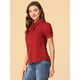 thumbnail image 4 of Blusa De Gasa Con Cuello Peter Pan Y Manga Corta Con Lunares Para Mujer rojo L, 4 of 6