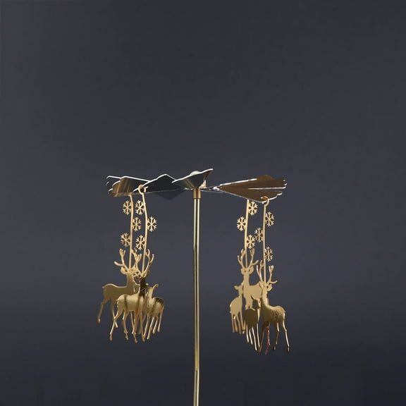 MLINS  Rotary Gold Rotating Candlestick Revolving Door Windmill Candleholder