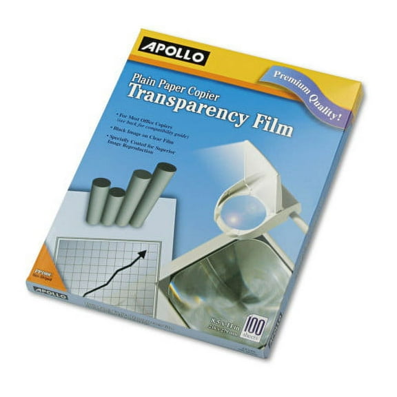 Apollo Plain Paper Transparency Film, 8.5 x 11, Black on Clear, 100/Box, Each