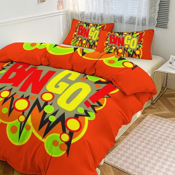 3 Pcs Soft Bedding Set, Includes 1 Duvet Cover with Zipper And 2 Pillow Shams,Sound Effect -BINGO! Twin(86"x70")
