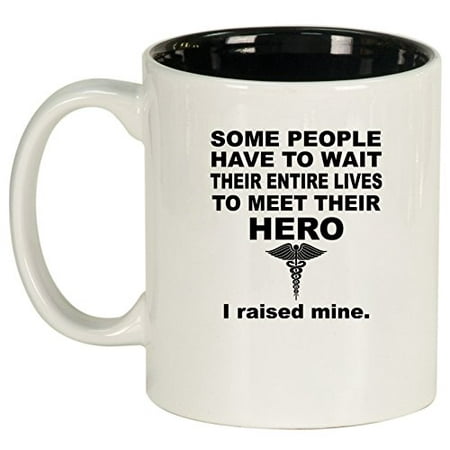 - Ceramic Coffee Tea Mug Cup Hero Mom Dad - Nurse EMT Doctor Medical (White)