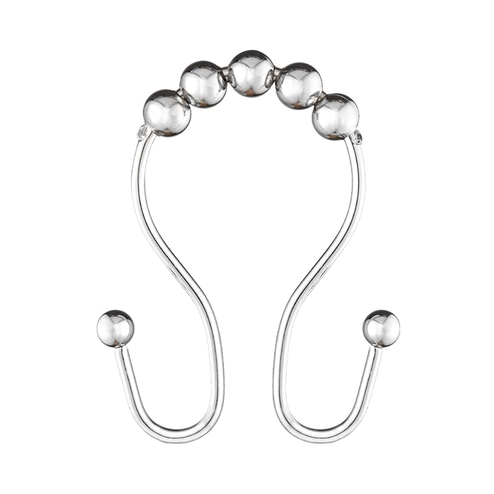 Utopia Alley Shower Hooks - Double Shower Curtain Rings for Bathroom - Rust Proof Shower Curtain Hooks for Shower Curtain or Liner - Set of 12, Polished Chrome