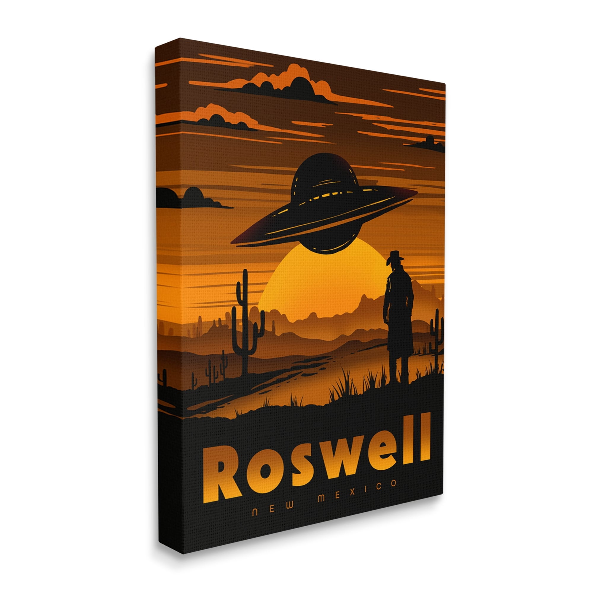 Stupell Industries Roswell NEW Mexico UFO Silhouette Travel & Places Painting Gallery Wrapped Canvas Print Wall Art
