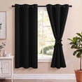 thumbnail image 2 of Hiasan 100% Blackout Curtains with Tiebacks, Room Darkening Privacy Grommet Top Window Curtains for Bedroom & Living Room, Black, 42"W x 63"L, Set of 2, 2 of 10