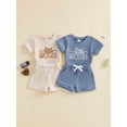 thumbnail image 3 of BemeyourBBs Toddler Baby Boy Little Brother Big Brother Matching Outfit Infant Boys Summer Clothes Waffle Knit Short Sleeve Letters Embroidery Romper T Shirt with Shorts Set, 3 of 9