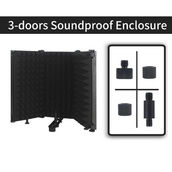 Mic Windscreen, Foldable Adjustable Sound Absorbing Vocal Recording Panel Portable Microphone Soundproof Plate Microphone Cover Mic Cover with Multi Layer Noise Reduction for